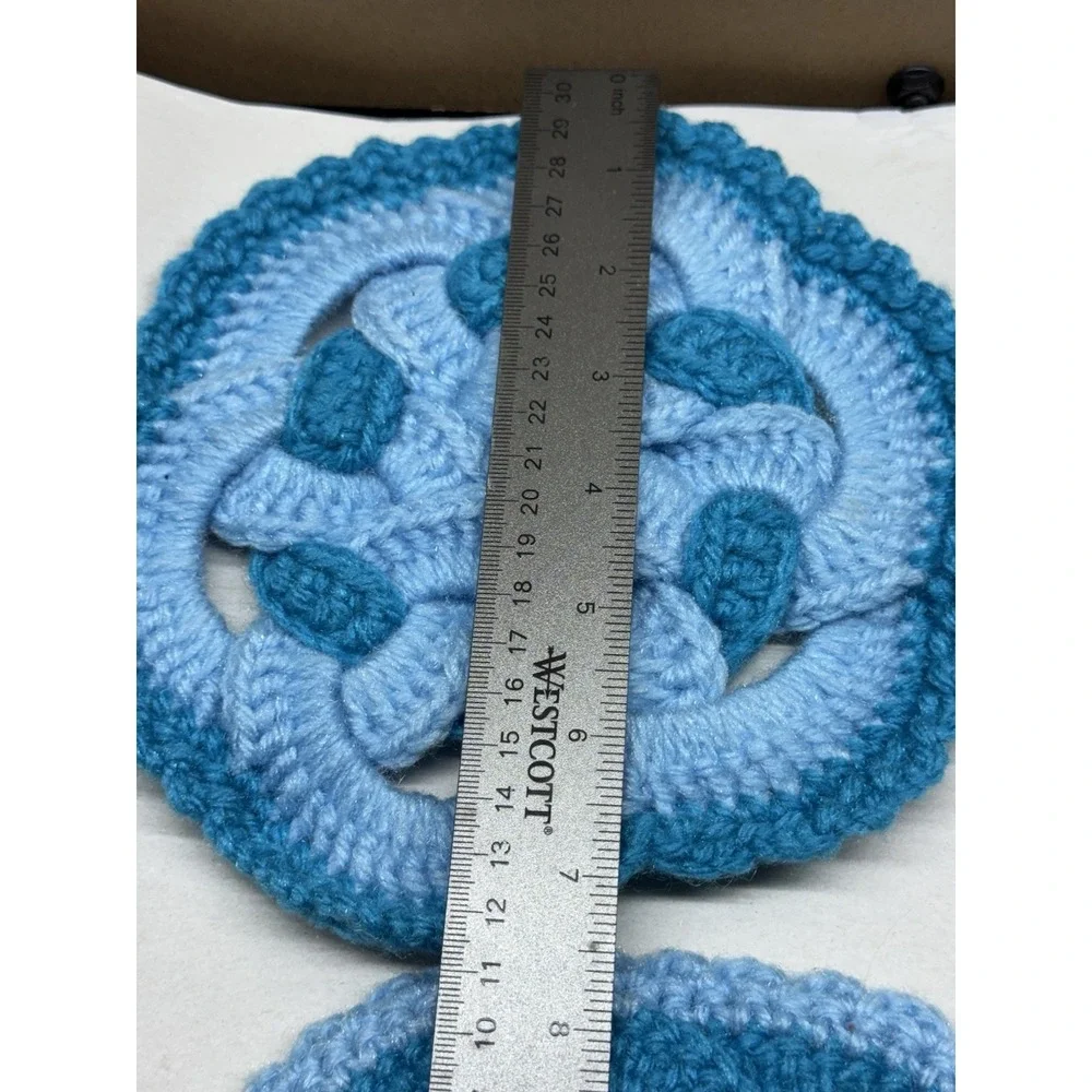 Vintage Lot of‎ 2 Handmade Hot Pads Trivets Crocheted Pot Holder Wall Hangings